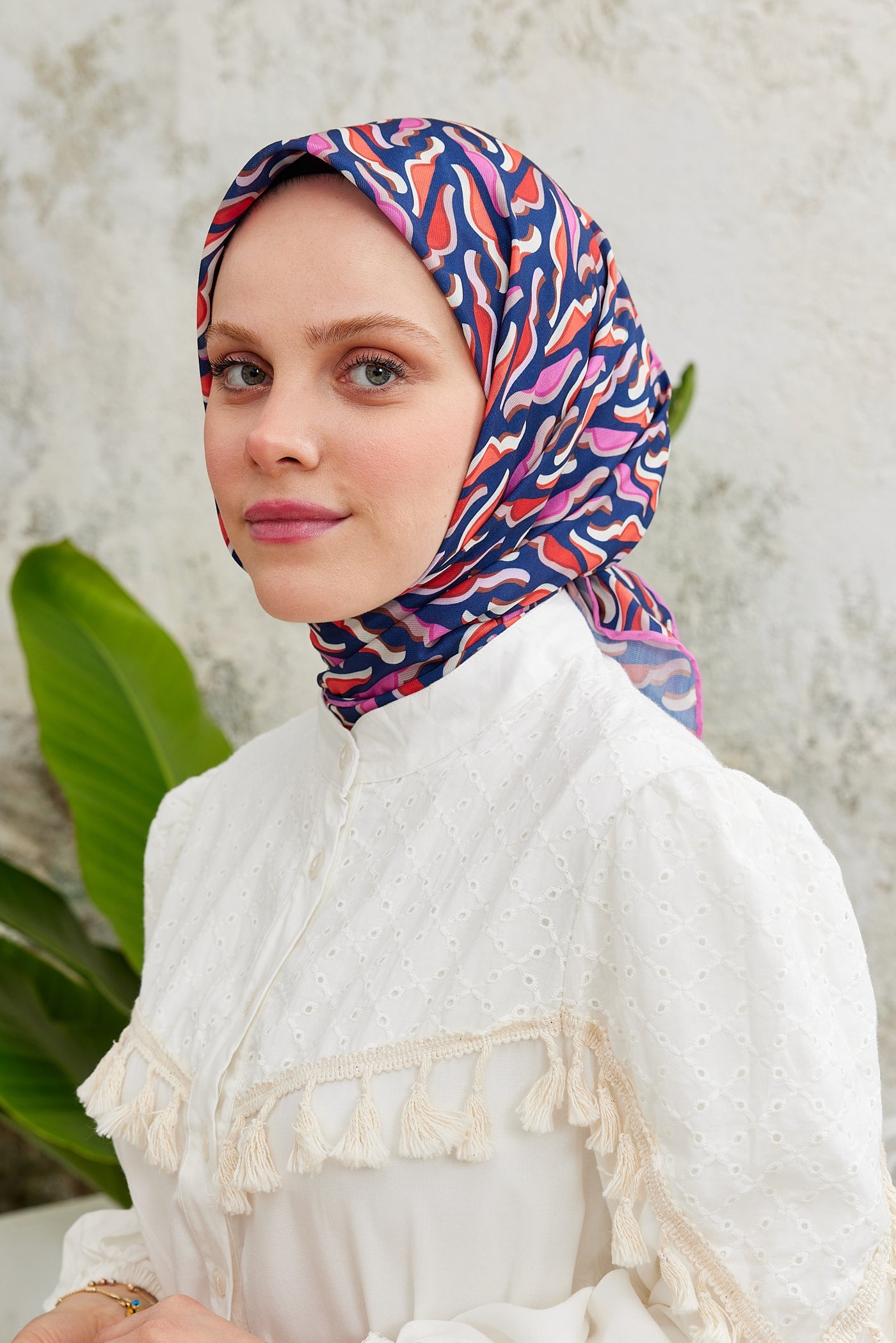 Pro Line Nancy Desen Eşarp - Pembe - Lacivert