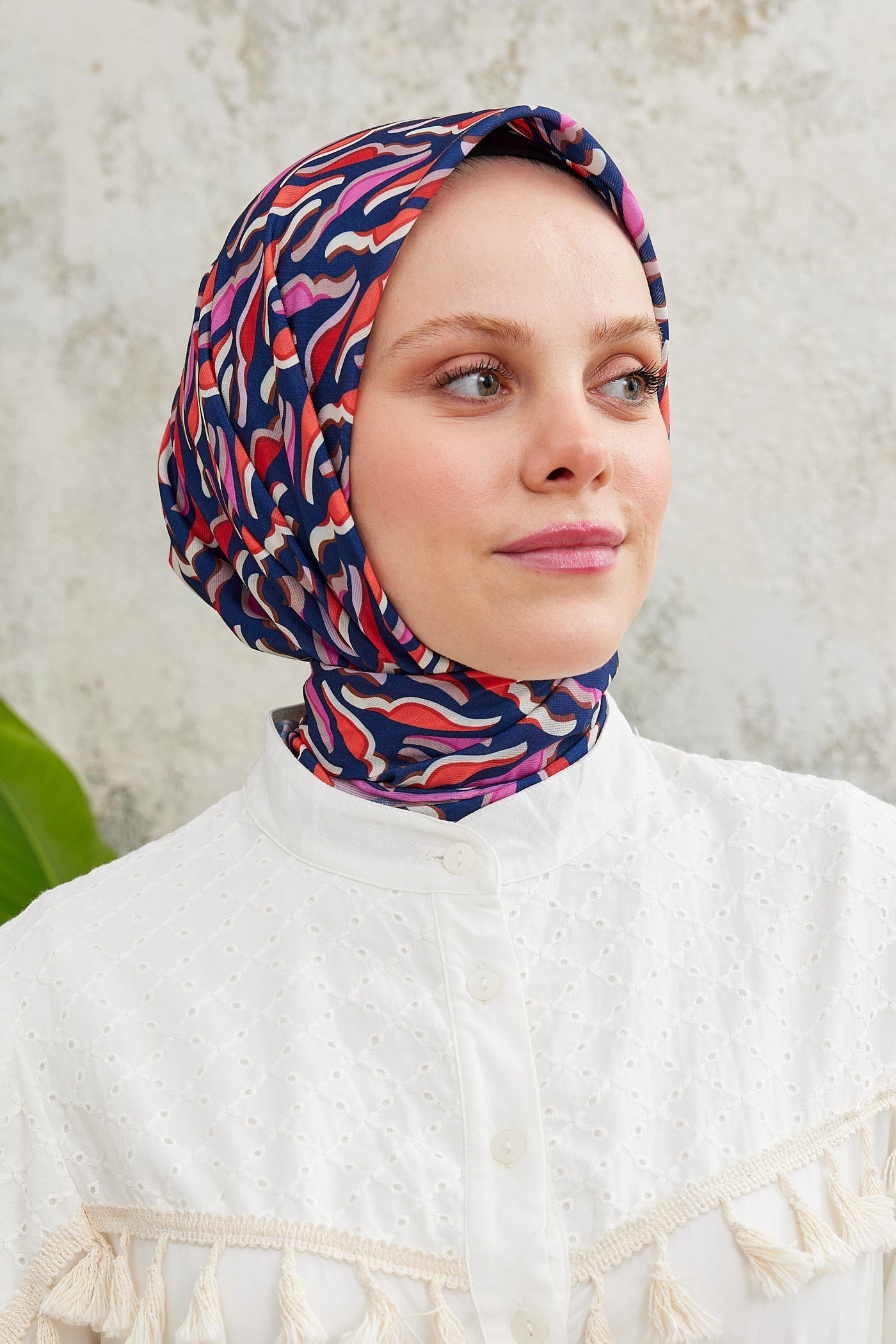 Pro Line Nancy Desen Eşarp - Pembe - Lacivert