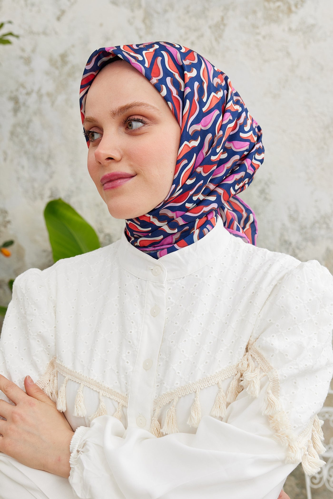 Pro Line Nancy Desen Eşarp - Pembe - Lacivert