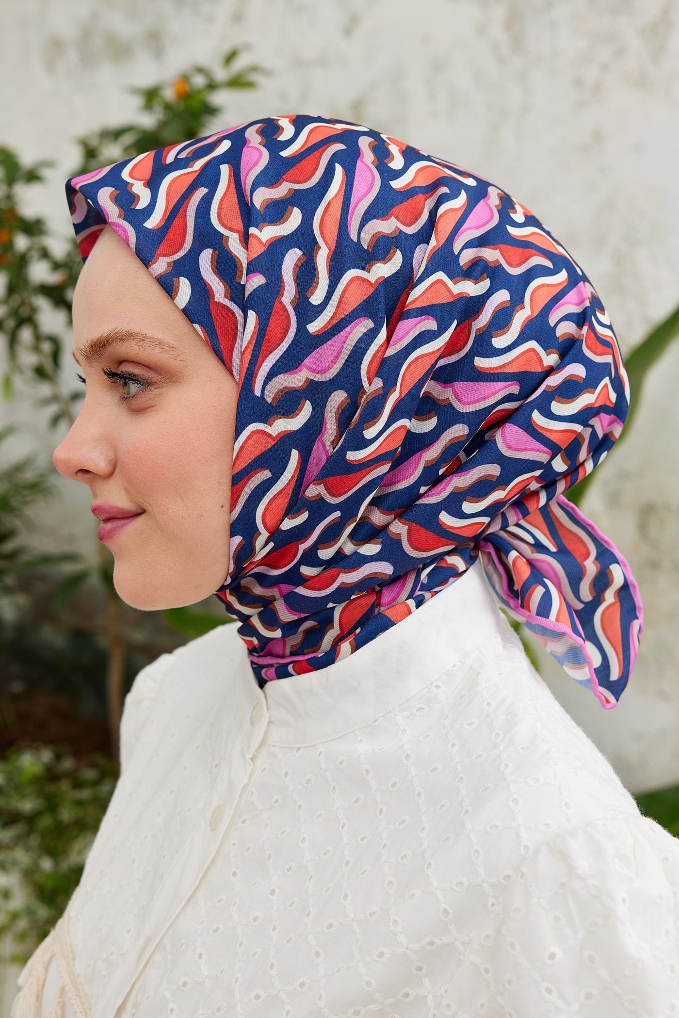 Pro Line Nancy Desen Eşarp - Pembe - Lacivert