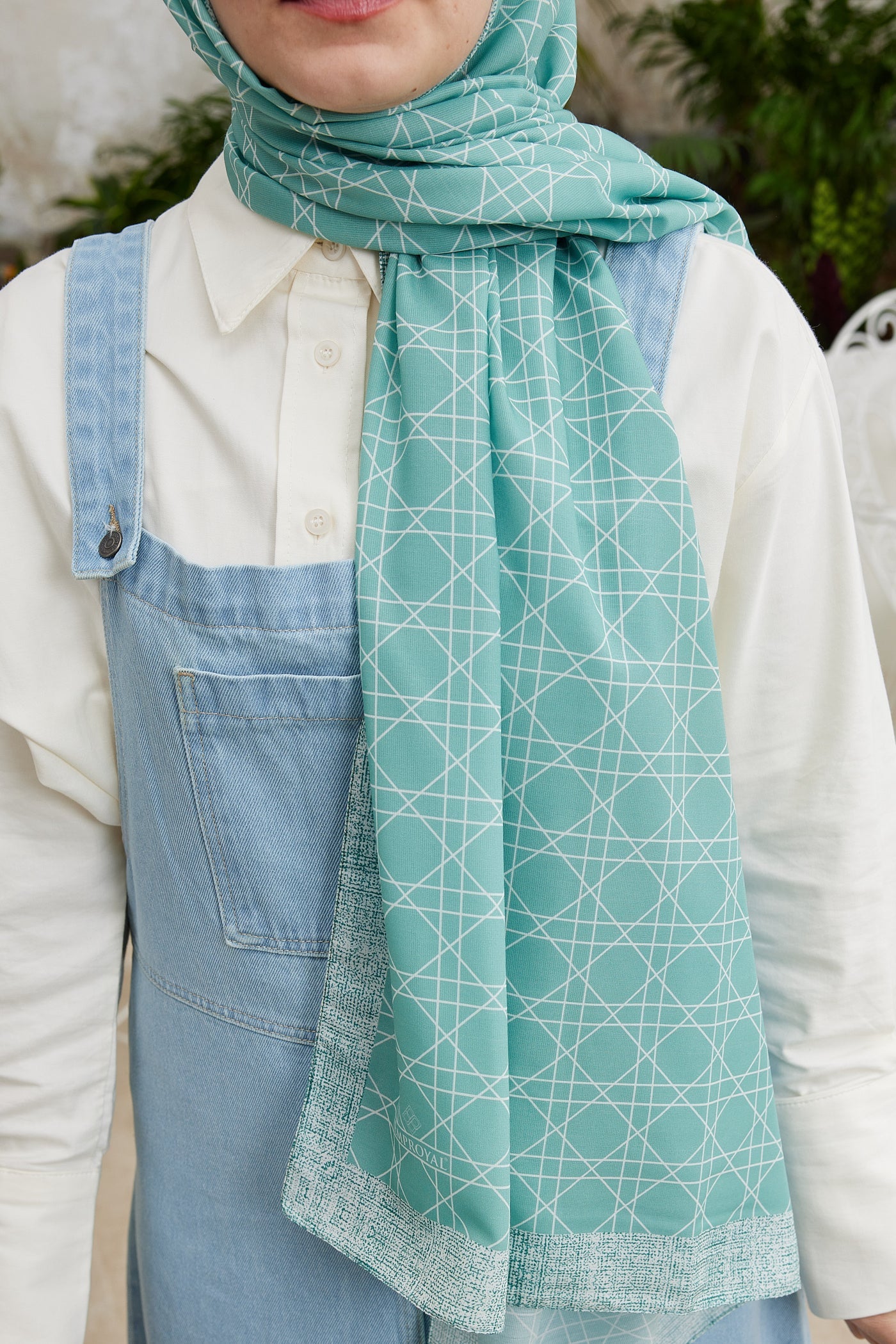 Pro Line Geometric Desen Şal - Turkuaz