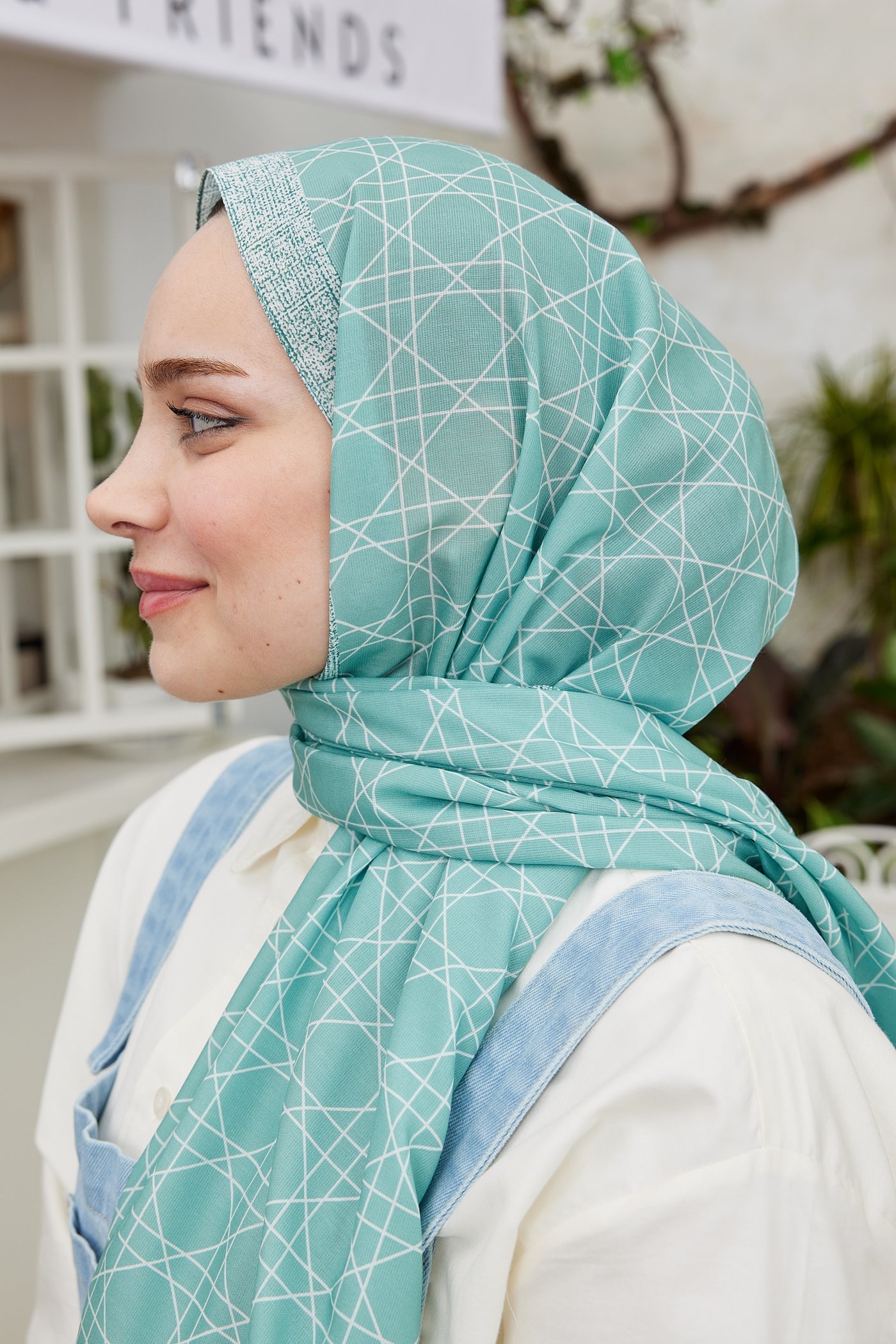 Pro Line Geometric Desen Şal - Turkuaz