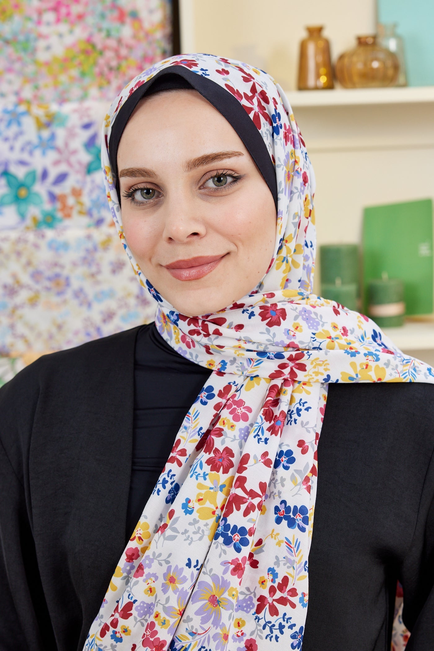 Pro Line Rosaline Desen Şal - Sarı - Kırmızı