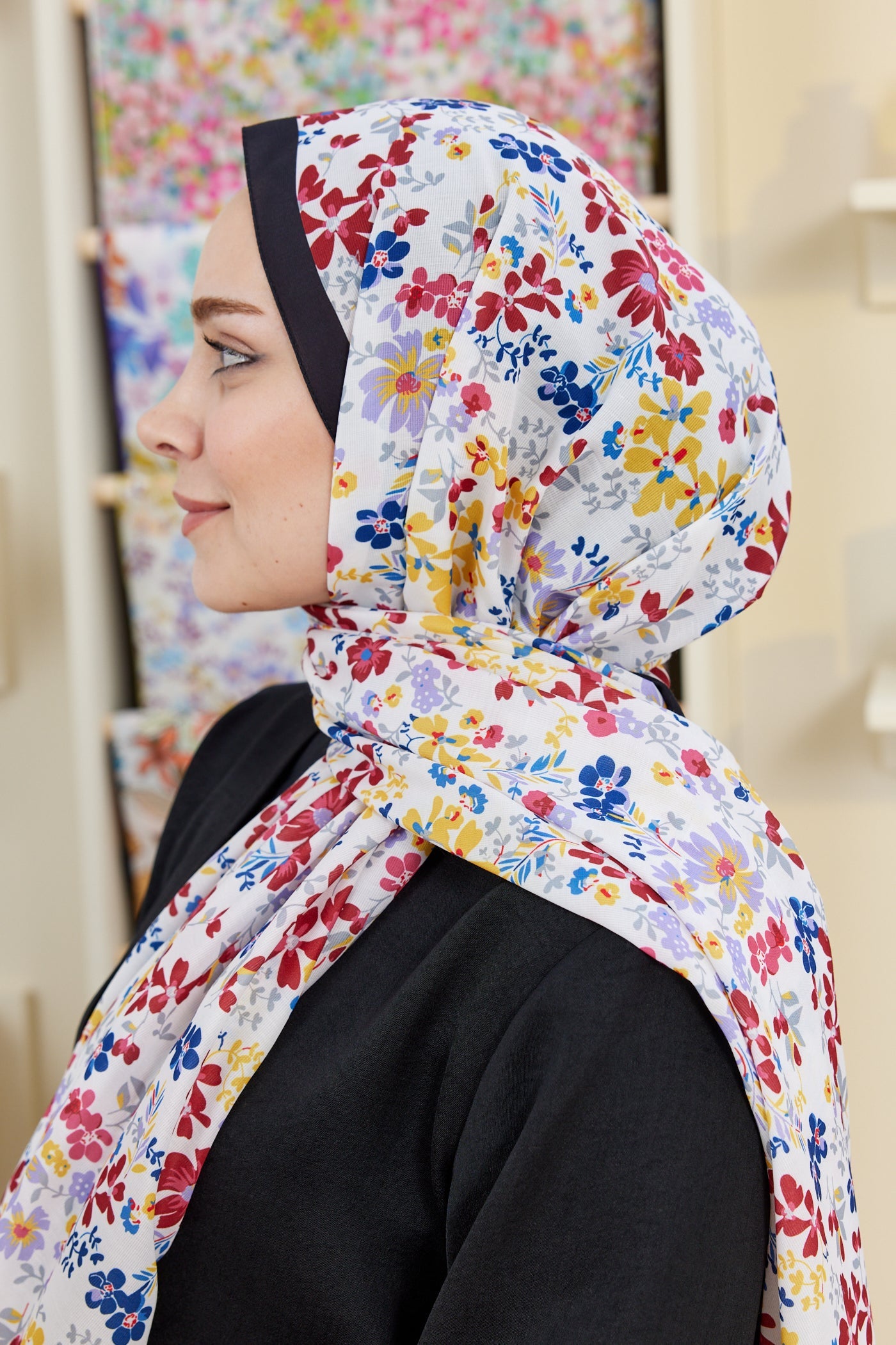 Pro Line Rosaline Desen Şal - Sarı - Kırmızı