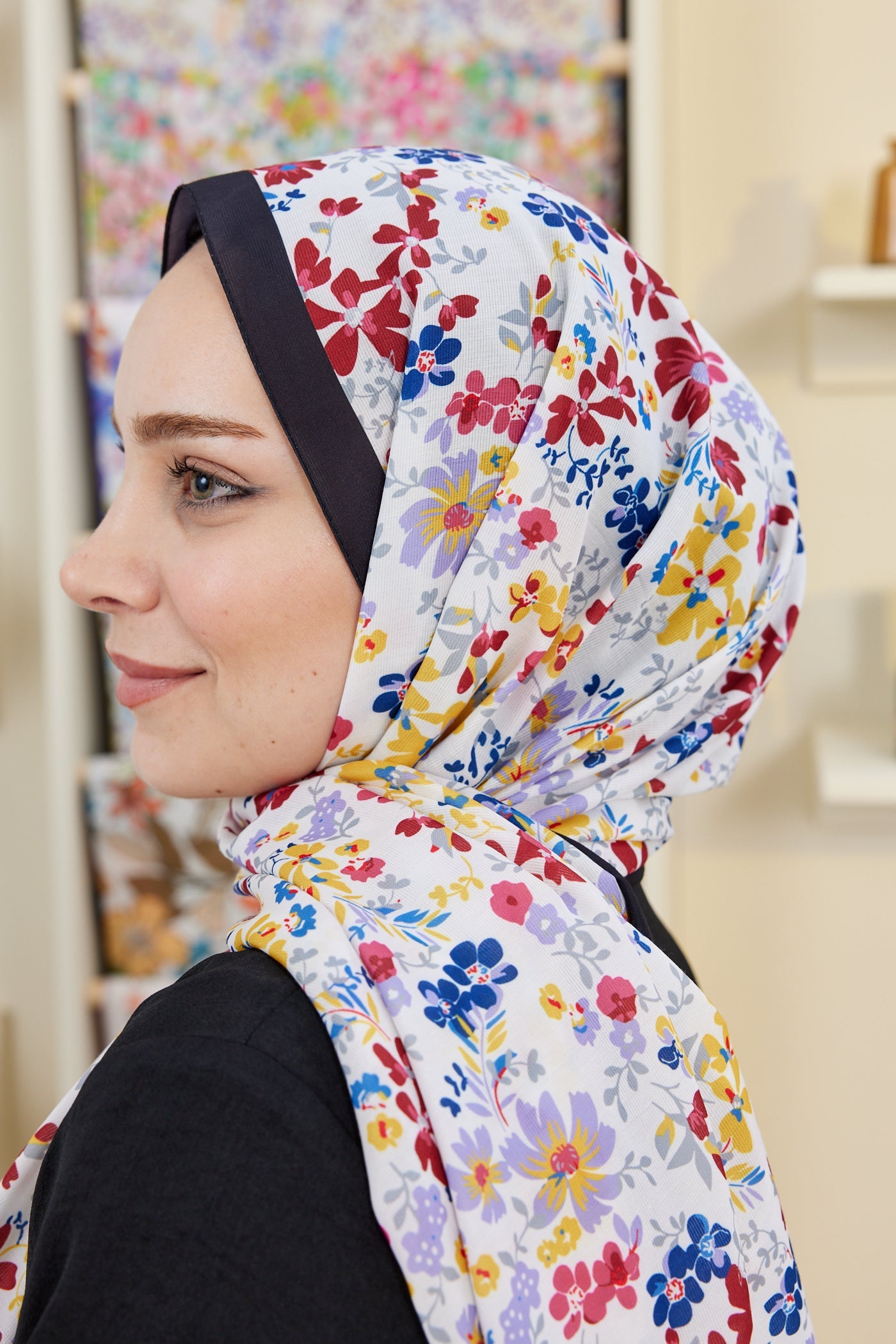 Pro Line Rosaline Desen Şal - Sarı - Kırmızı