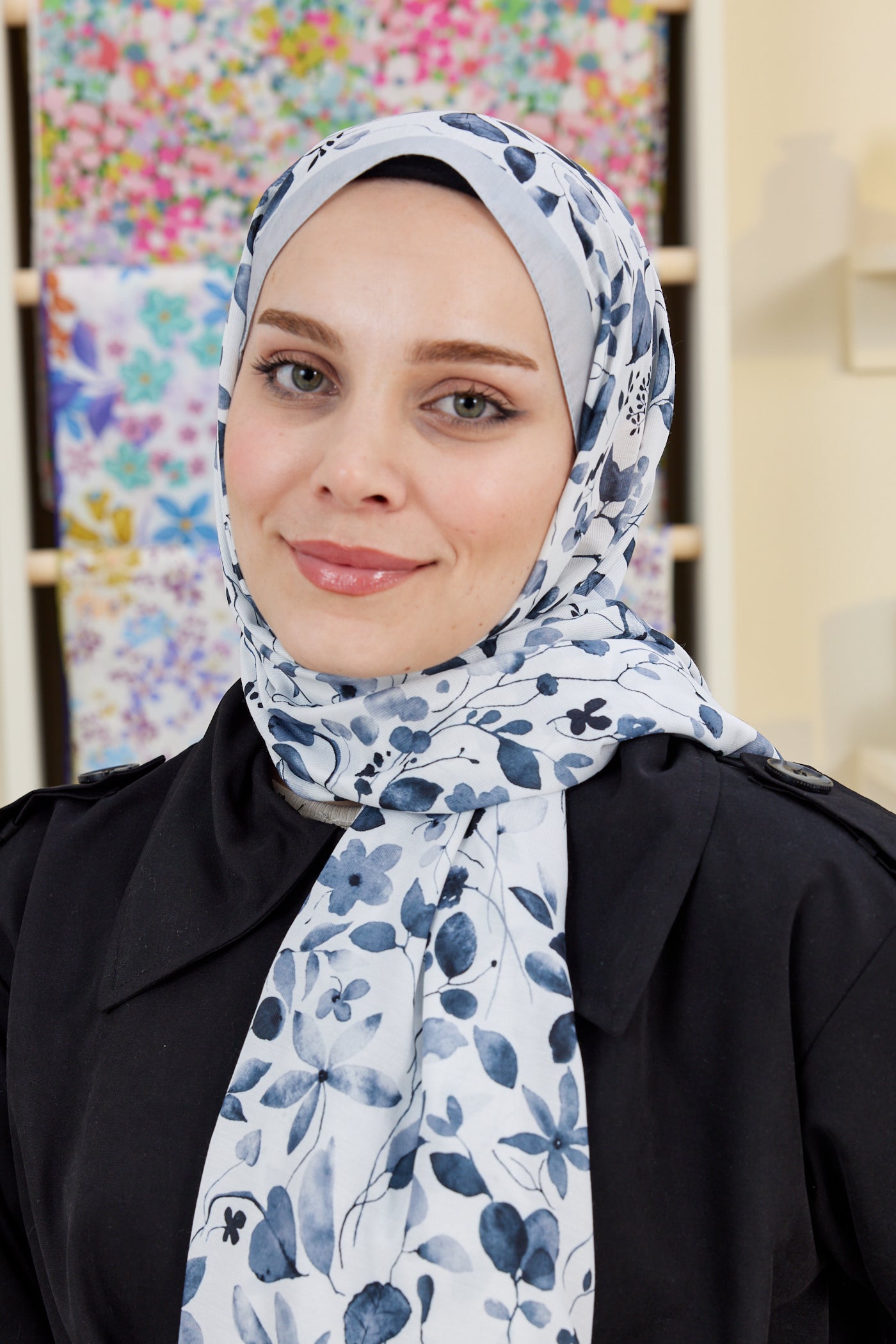 Pro Line Mimosa Desen Şal - Beyaz - Gri