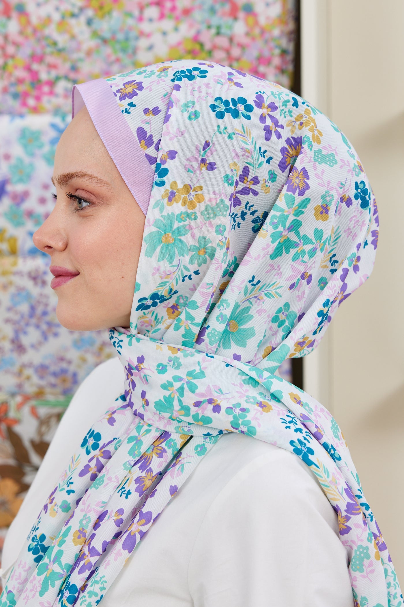 Pro Line Rosaline Desen Şal - Turkuaz - Mor