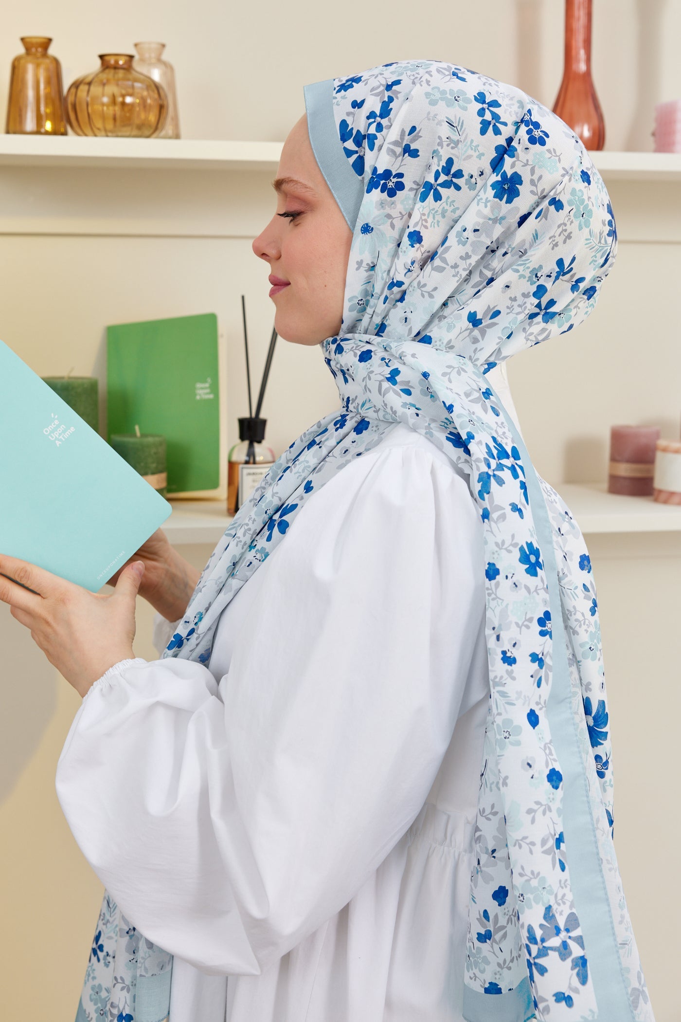 Pro Line Rosaline Desen Şal - Turkuaz - Lacivert