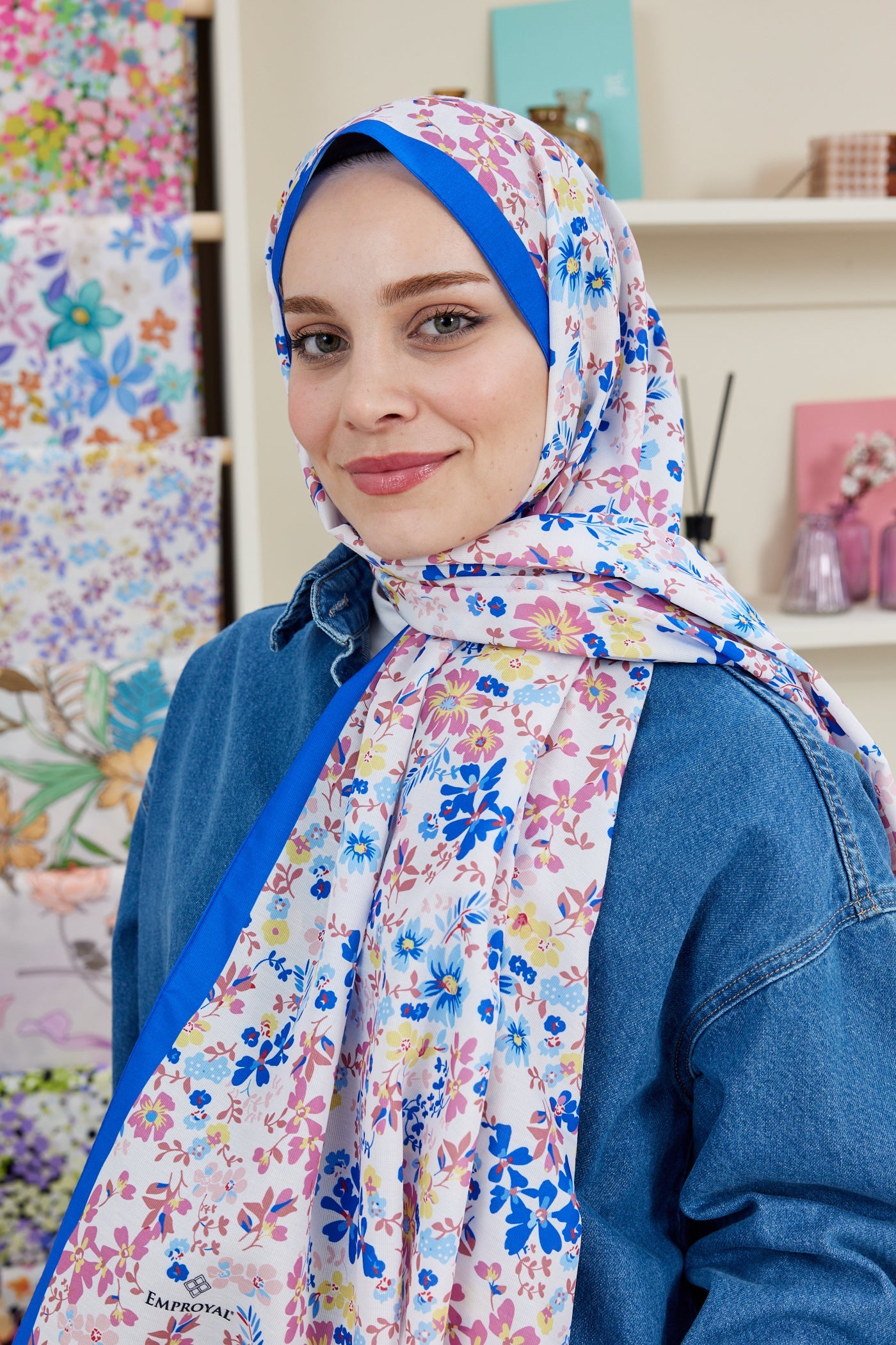 Pro Line Rosaline Desen Şal - Somon - Laci