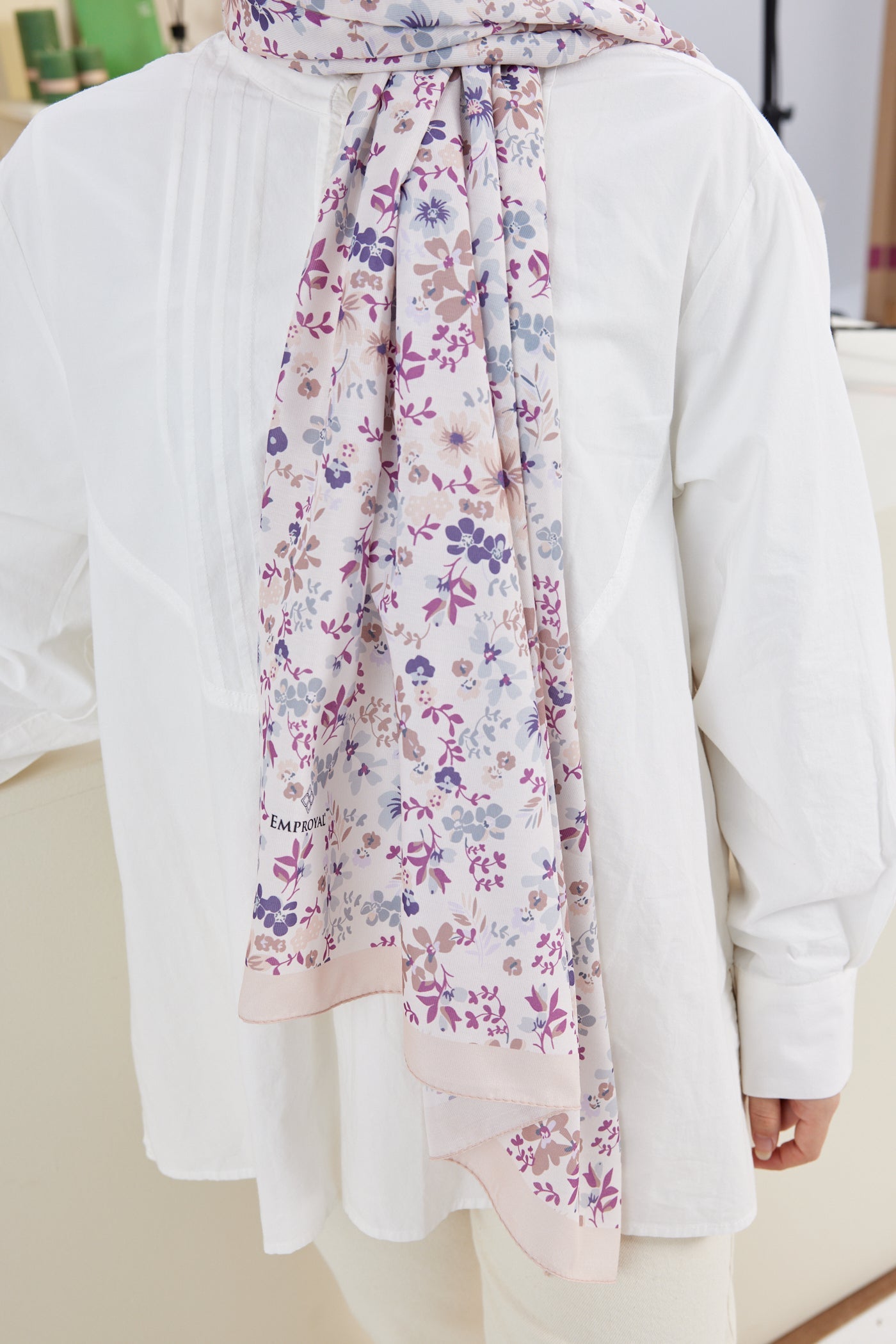 Pro Line Rosaline Desen Şal - Vizon - Mor