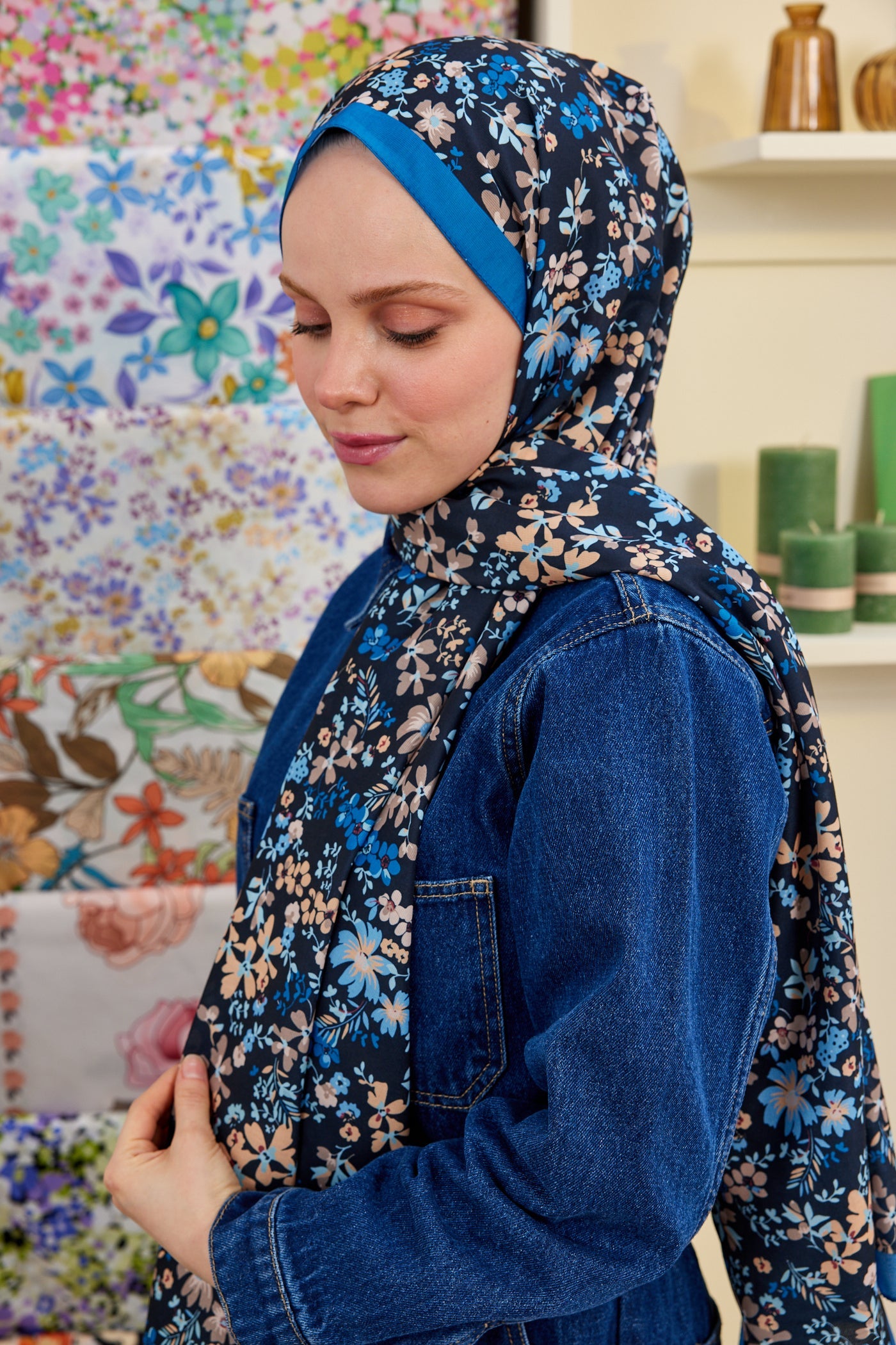 Pro Line Rosaline Desen Şal - Siyah - Saks