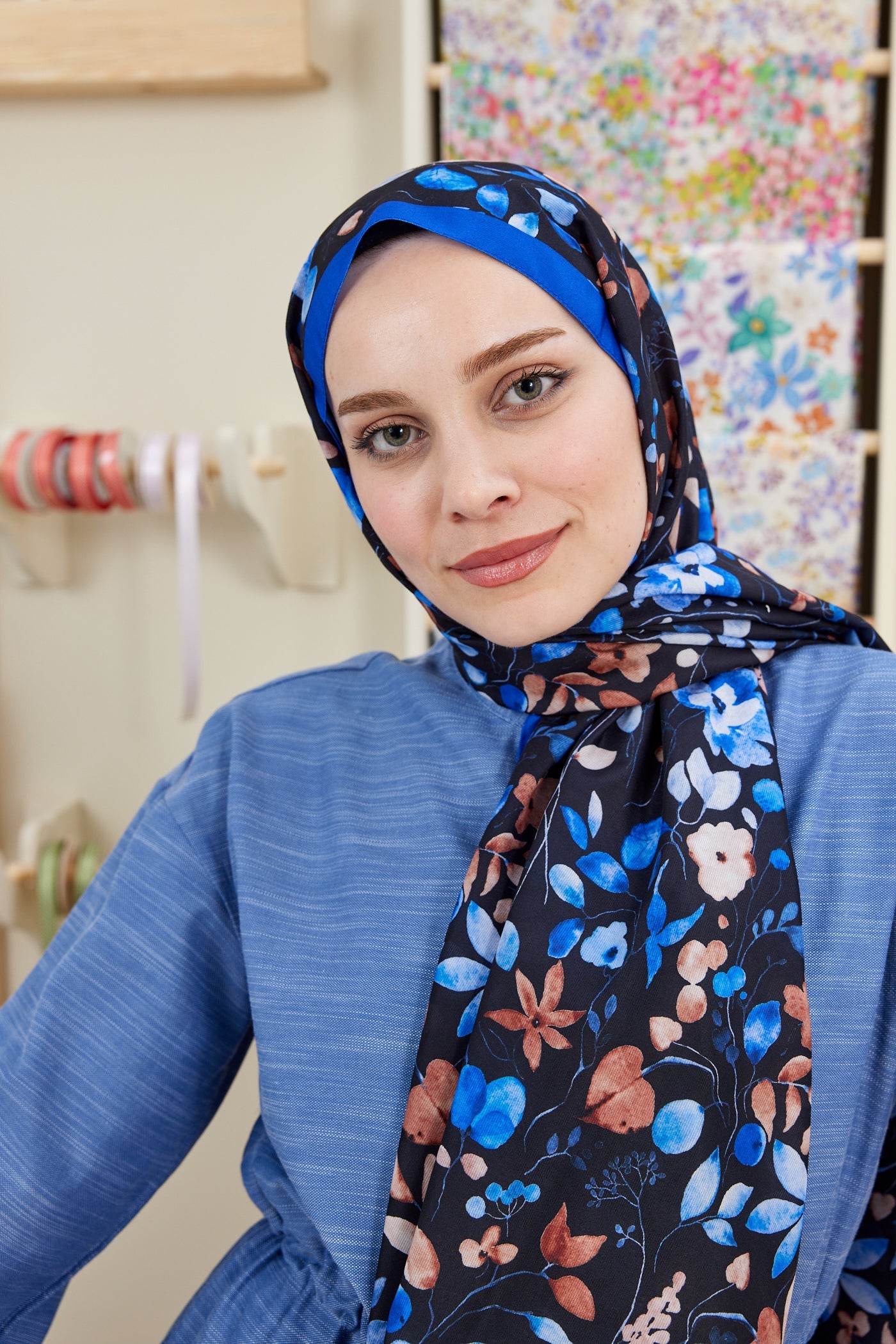 Pro Line Mimosa Desen Şal - Siyah - Saks