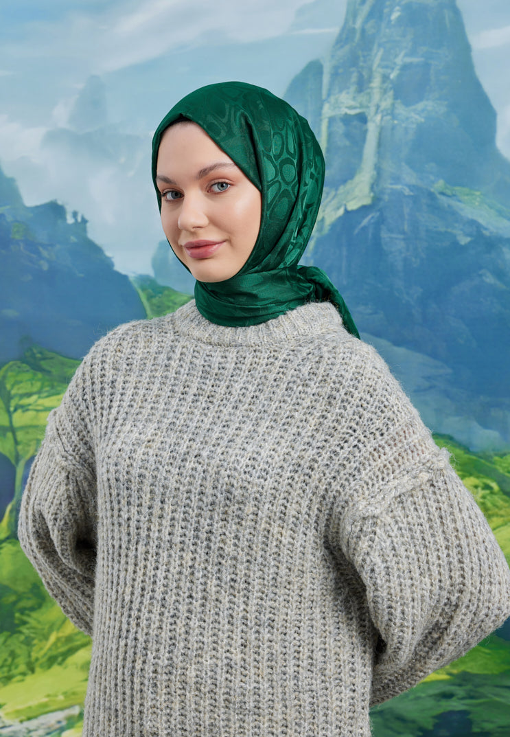 Jakar Janjan Taş Desen Şal - Zümrüt