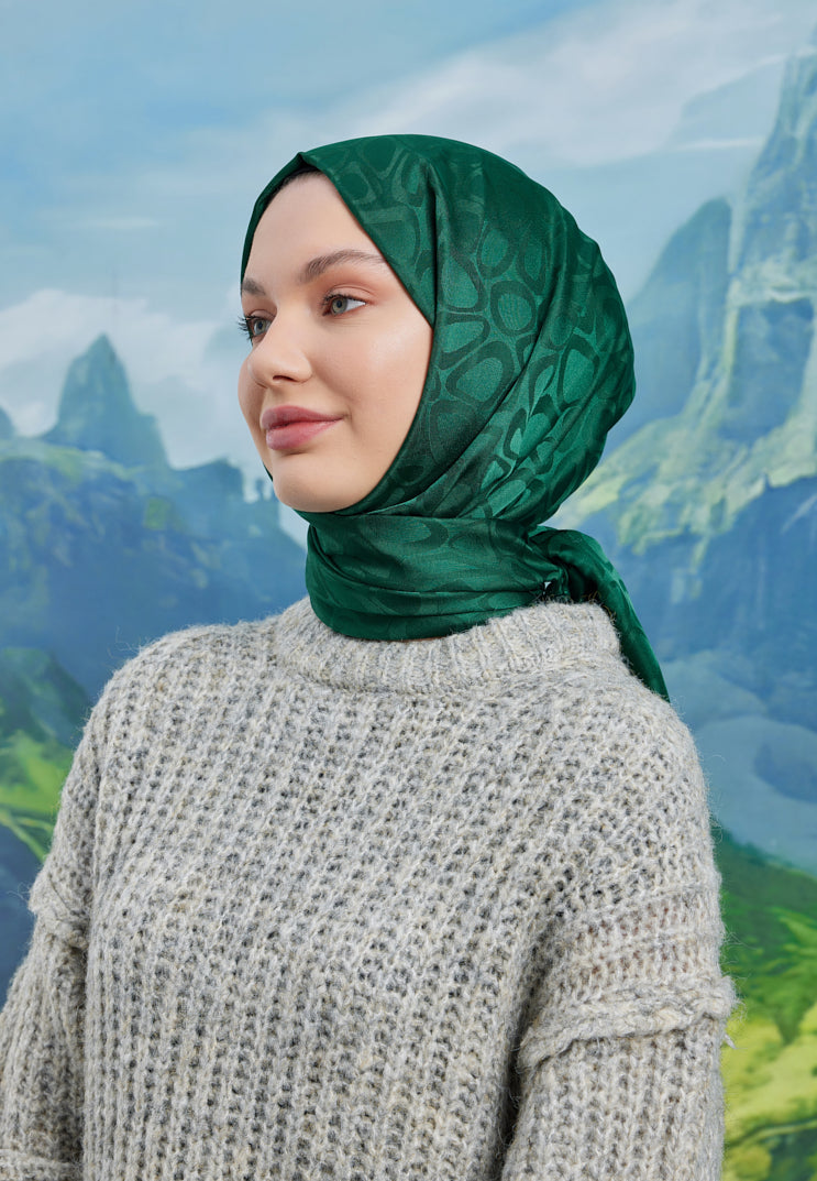 Jakar Janjan Taş Desen Şal - Zümrüt