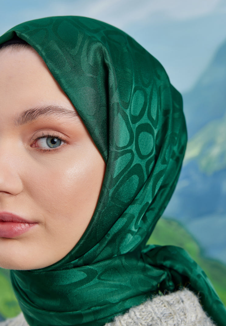 Jakar Janjan Taş Desen Şal - Zümrüt