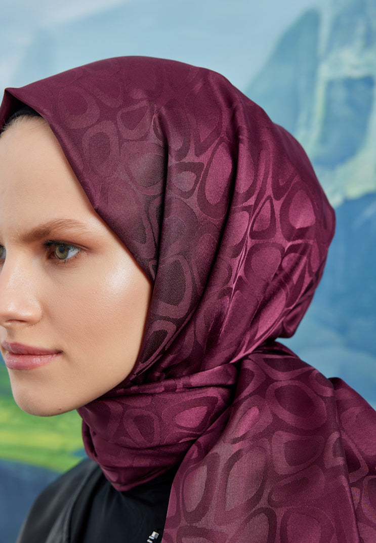 Jakar Janjan Taş Desen Şal - Bordo