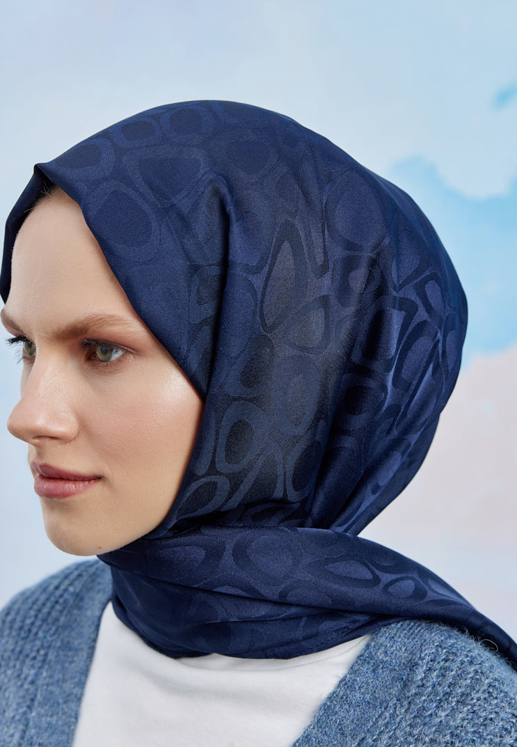 Jakar Janjan Taş Desen Şal - Lacivert