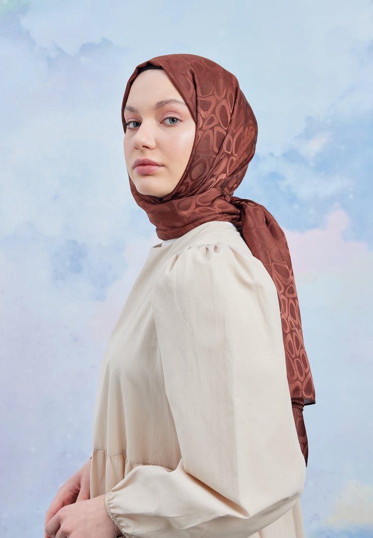 Jakar Janjan Taş Desen Şal - Taba